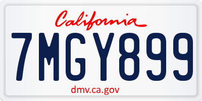 CA license plate 7MGY899