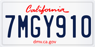 CA license plate 7MGY910