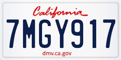 CA license plate 7MGY917