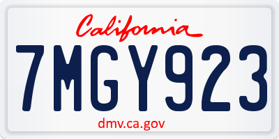 CA license plate 7MGY923