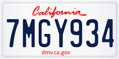 CA license plate 7MGY934