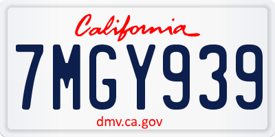 CA license plate 7MGY939