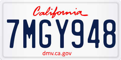 CA license plate 7MGY948