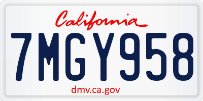 CA license plate 7MGY958