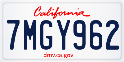 CA license plate 7MGY962