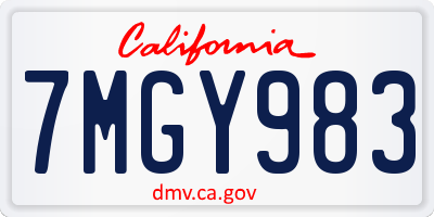 CA license plate 7MGY983