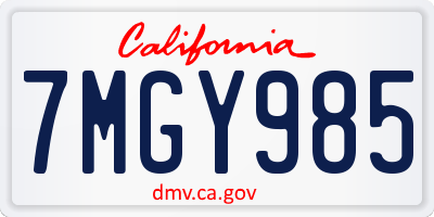 CA license plate 7MGY985