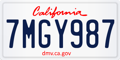 CA license plate 7MGY987