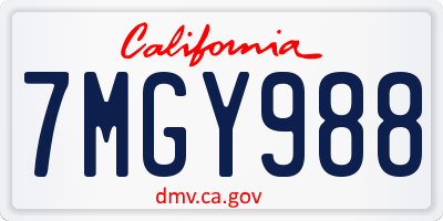 CA license plate 7MGY988