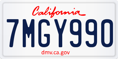 CA license plate 7MGY990