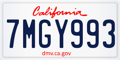 CA license plate 7MGY993