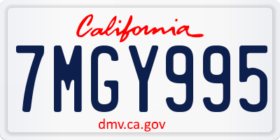 CA license plate 7MGY995