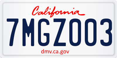CA license plate 7MGZ003