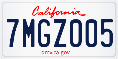 CA license plate 7MGZ005