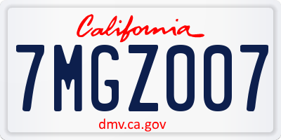 CA license plate 7MGZ007