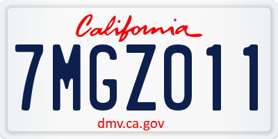 CA license plate 7MGZ011