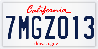 CA license plate 7MGZ013