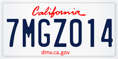 CA license plate 7MGZ014
