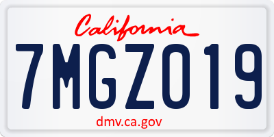 CA license plate 7MGZ019