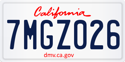 CA license plate 7MGZ026