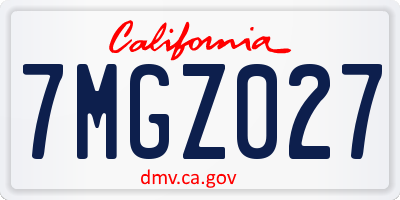 CA license plate 7MGZ027