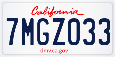 CA license plate 7MGZ033