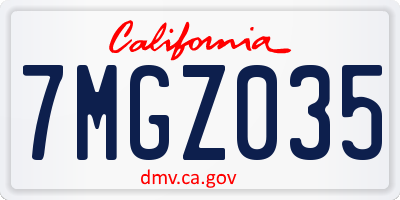 CA license plate 7MGZ035