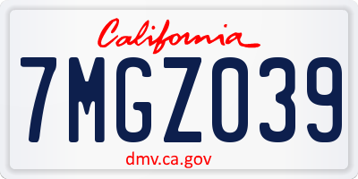 CA license plate 7MGZ039