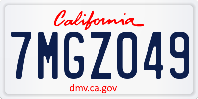 CA license plate 7MGZ049