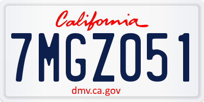 CA license plate 7MGZ051