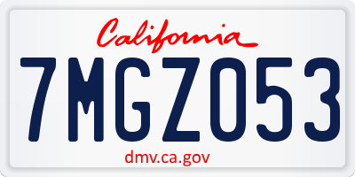 CA license plate 7MGZ053