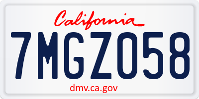 CA license plate 7MGZ058