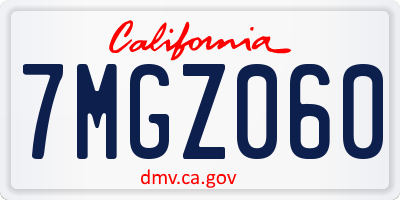 CA license plate 7MGZ060
