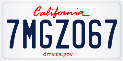 CA license plate 7MGZ067