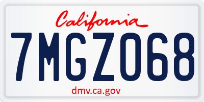 CA license plate 7MGZ068