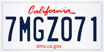 CA license plate 7MGZ071