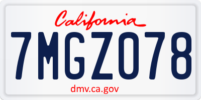CA license plate 7MGZ078