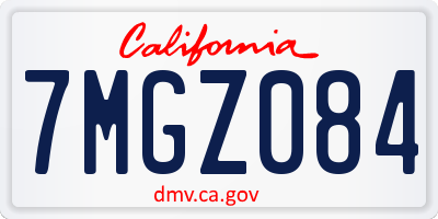 CA license plate 7MGZ084
