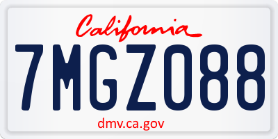 CA license plate 7MGZ088