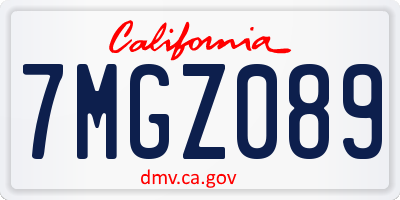 CA license plate 7MGZ089