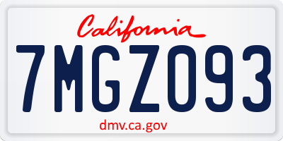 CA license plate 7MGZ093