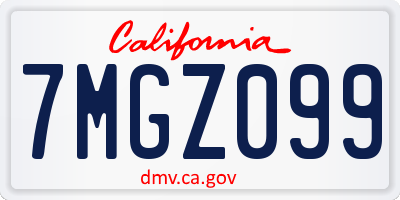 CA license plate 7MGZ099