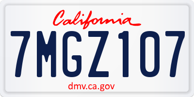 CA license plate 7MGZ107