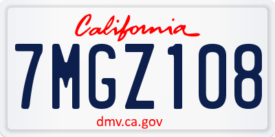 CA license plate 7MGZ108