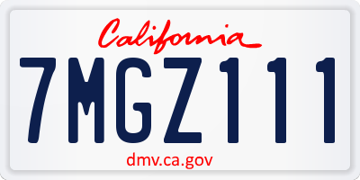 CA license plate 7MGZ111