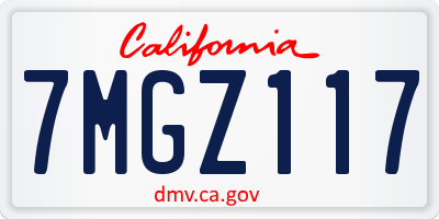 CA license plate 7MGZ117