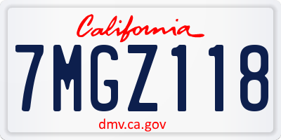 CA license plate 7MGZ118
