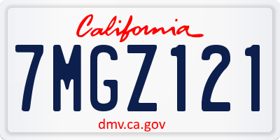 CA license plate 7MGZ121