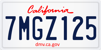 CA license plate 7MGZ125