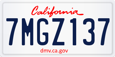 CA license plate 7MGZ137